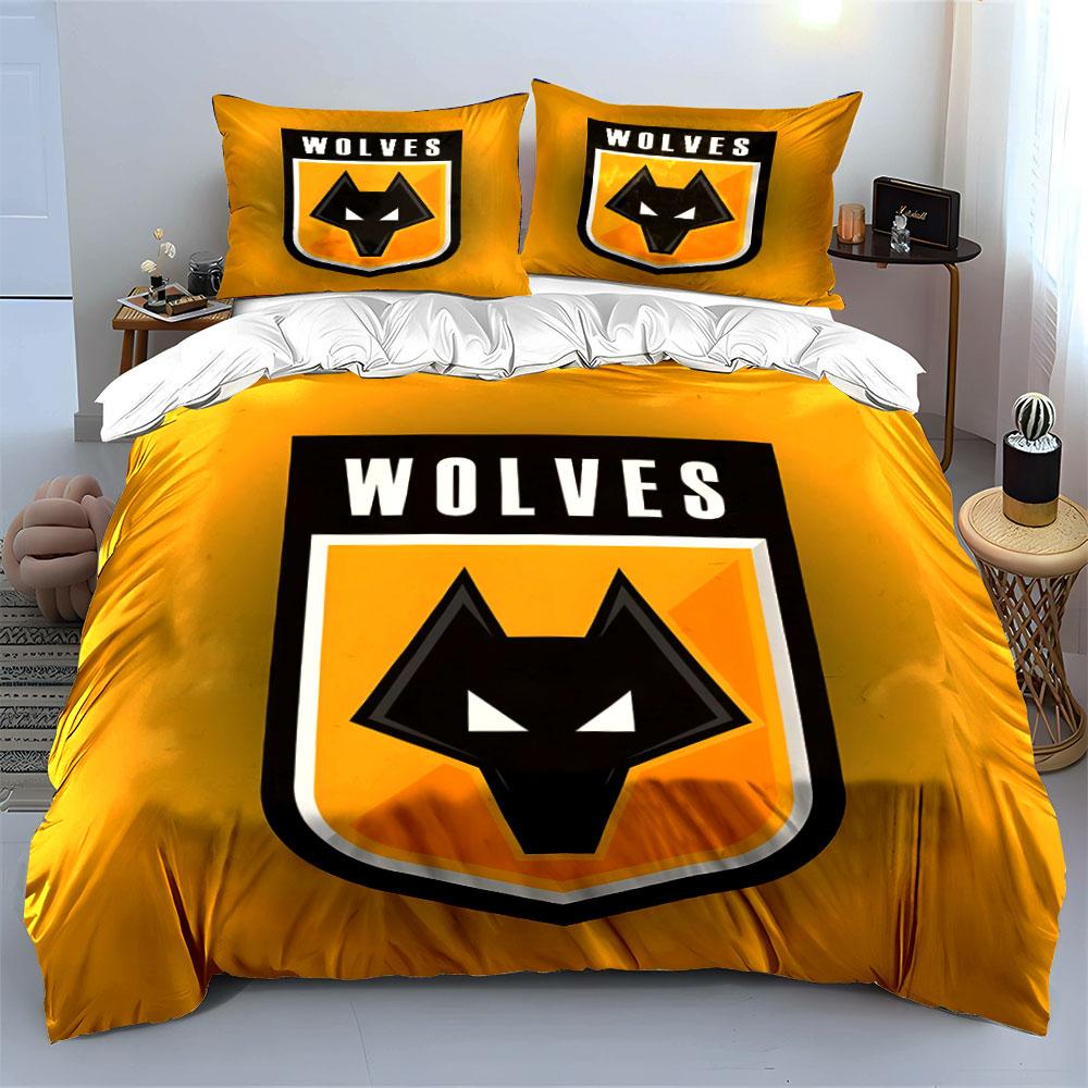 Wolf Logo with "Wolves". Bedding Sets Duvet Cover Sets Duvet Covers Pillowcases(1 * Duvet Cover 2 * Pillowcases, Without Duvet Insert)
