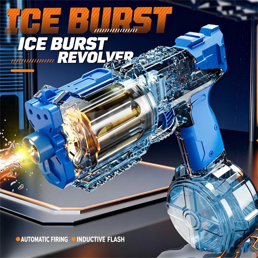 Electric Revolver Water Gun with Mechanical Rotation and Automatic Reloading Battery Powered Outdoor Water Toy for Kids Summer Water Play Activities
