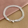 925 Sterling Silver Fashion Daily 6mm Side Double Buckle Bracelet Birthday Anniversary Party Gift