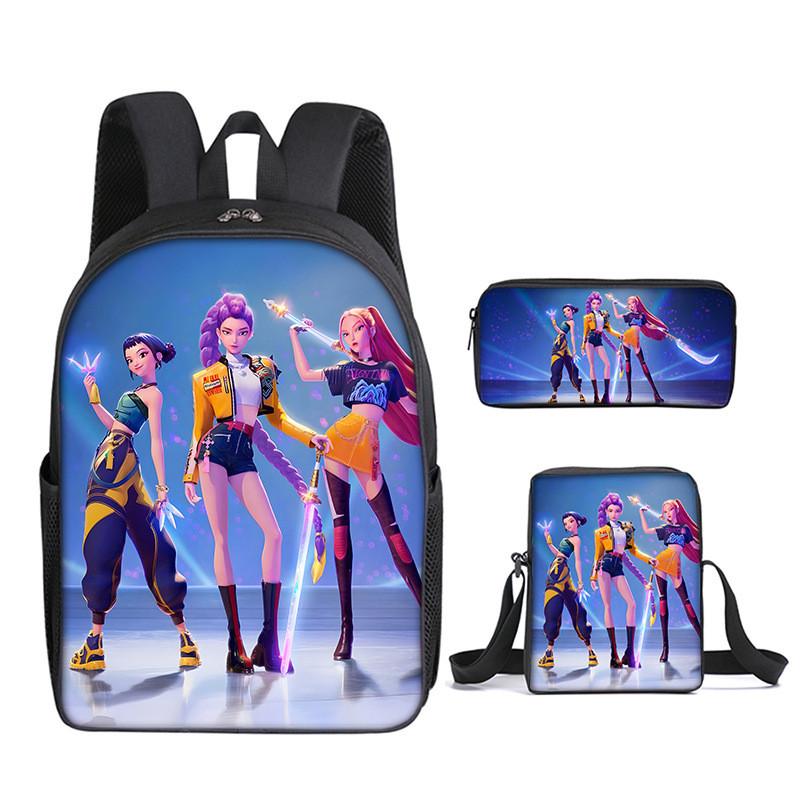 Kpop Demon Hunters School Backpack Set With Oxford Fabric And Air Cushion Straps For Students