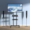 Mobile TV Stand, Mobile TV Cart for 32 to 70 inch TVs, Height Adjustable Portable TV Stand with Wheels, Double Tray for Audio-Visual Devices, Rolling