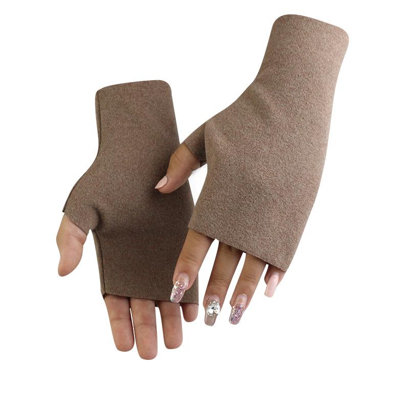 Student writing warm gloves autumn and winter half-finger gloves German velvet cationic men's and women's touch screen dew five-finger manicure