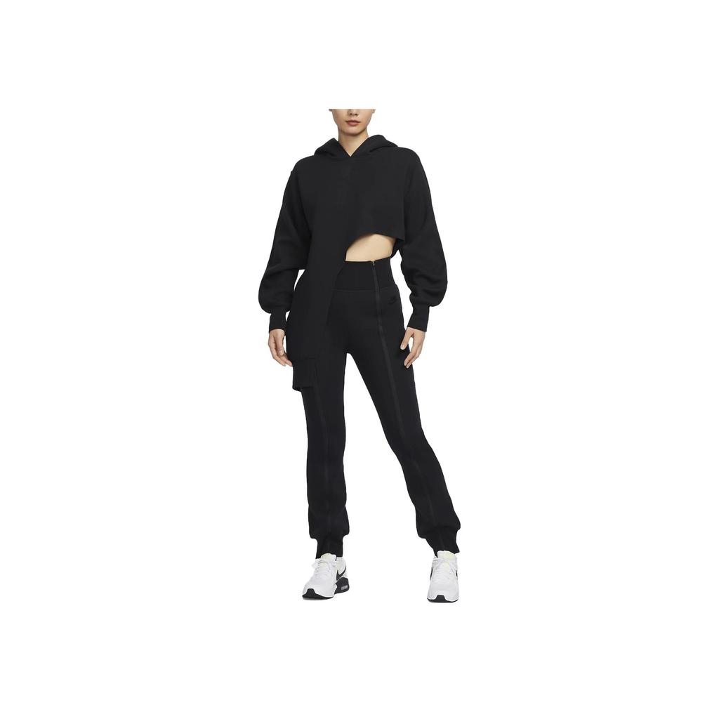 Nike Solid High-Waisted Slim Fit Zipper Cuffed Knit Sports Pants Women Bottoms Black FN7130-010