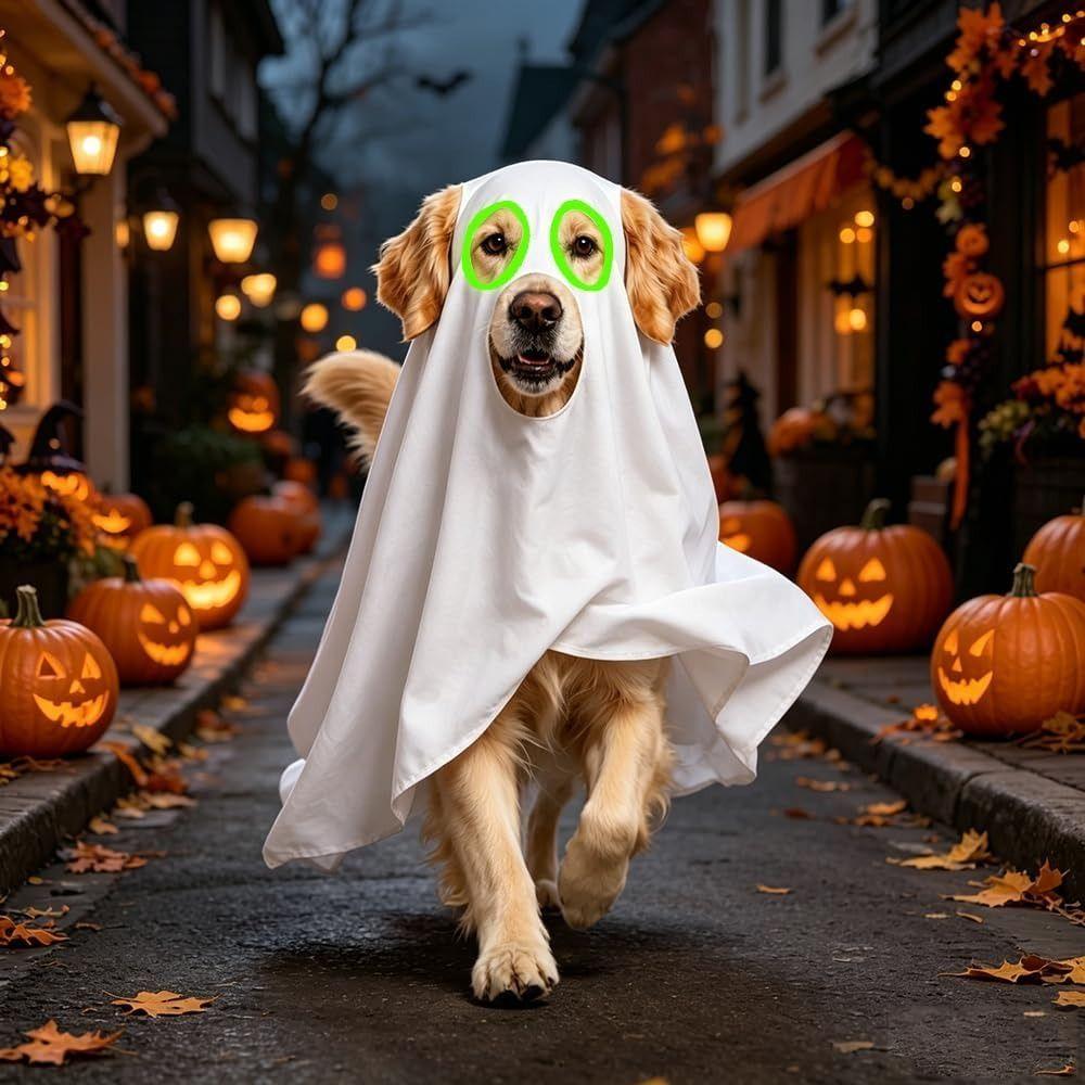 Glow Eyes Pet Costume Outfit Breathable Fabric Funny Pet Apparel  Halloween Party