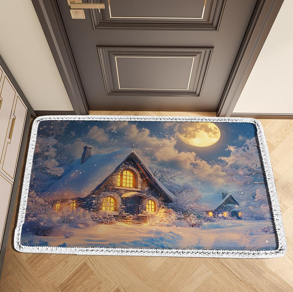 Christmas Welcome Doormat Entrance Door Mat Outdoor Front Room Rugs Hallway Carpet Floor Foot Bath Mat Washable