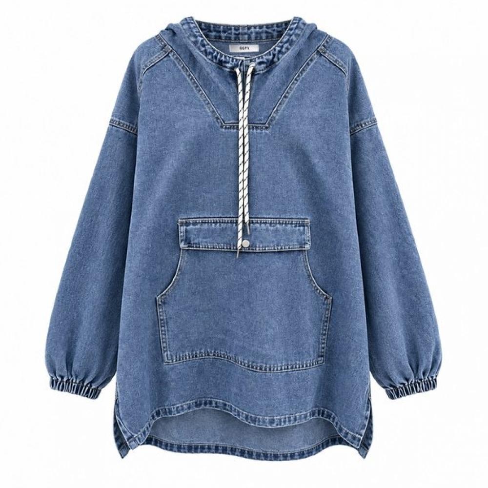 Ggpx New York Hooded Denim Kangaroo Pocket Blouse Gq9sh020f