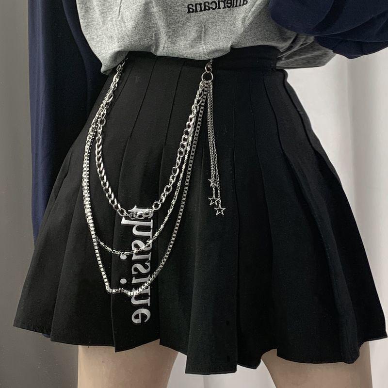 Damen Punk Stern Taillen- und Hosenkette Schmuck black