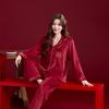 Wedding pajamas newlywed couple suit women's autumn and winter red island fleece warm flannel men's loungewear