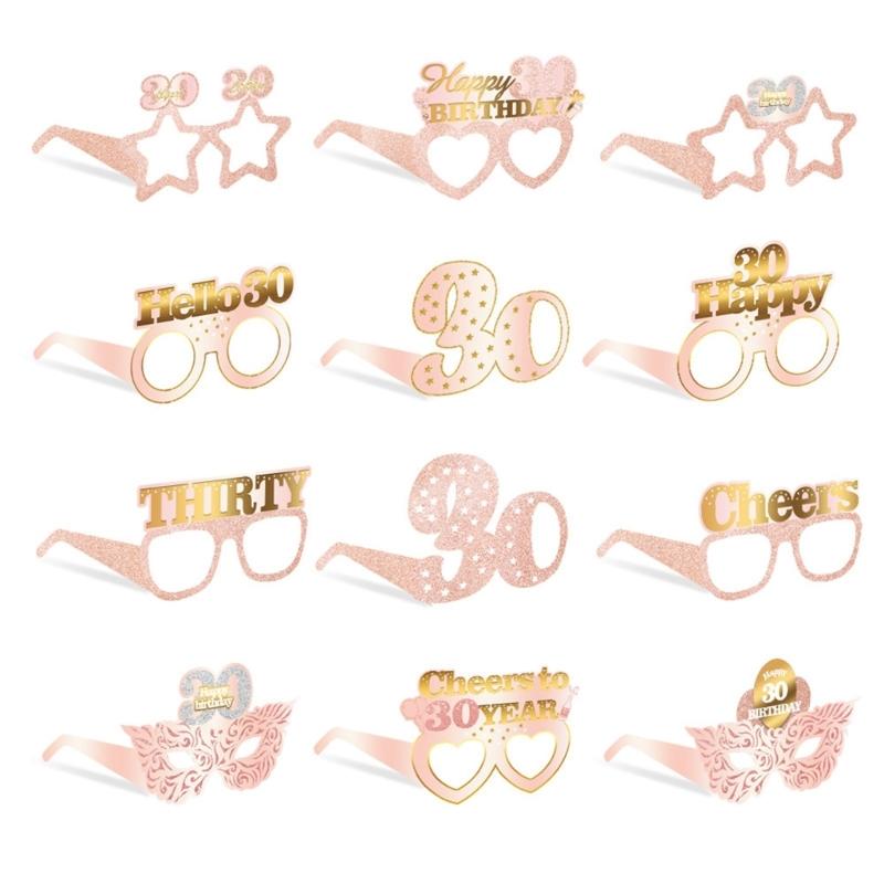 

12pcs Colorful Birthday Celebration Themed Party Glasses Eyewear Paper Costume Accessories for Adults Kids