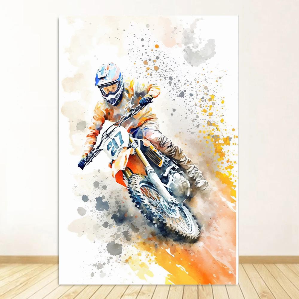 Watercolour Dirt Bike Motocross Posters Prints Canvas Painting Motorcycle Motorbike Wall Picture for Room Home Decor Biker Gift