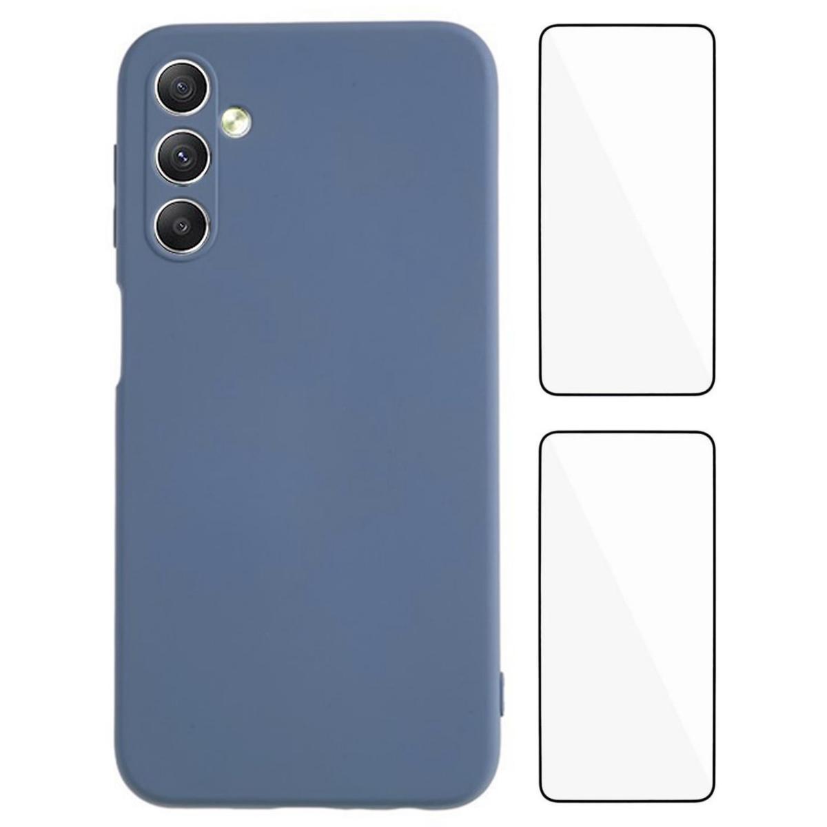 

WANLONFENG RB3 Series For Samsung Galaxy A34 5G Case with 2Pcs Screen Film Precise Lens Hole Soft TPU Phone Back Cover Lavender Grey