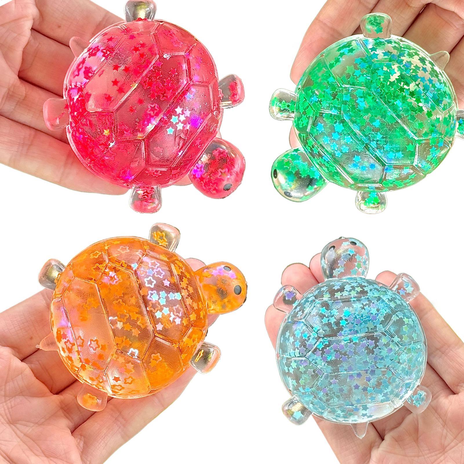 Bai Fen Bai Toys Light Grey Glitter Turtle Shape Squeeze Toy Stress-Relieving Fingertip Sensory Toy Anti Stress Sensory Fidget Toy Turtle Decompressions Toy