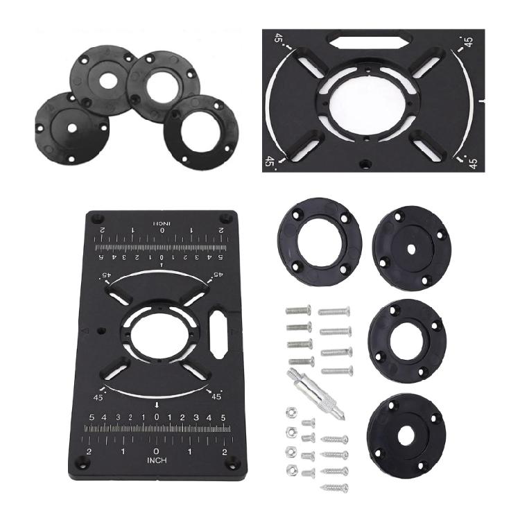 Lightweight Aluminum Router Table Insert Plate with 4 Insertion Rings For Crafting And Detailed Woodworking Tasks