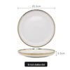 Assiette plate en céramique à bord doré de style européen
