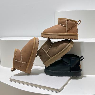 Kinder Schneestiefel Baumwollstiefel 2025 Winter Baby Leder Baumwollschuhe Jungen warme Schuhe gefüttert verdickt Mädchen kurze Stiefel