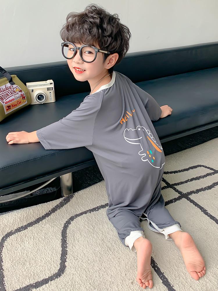 Boys' Spring & Autumn Modal Pajamas - Short-Sleeve Cartoon Sleep Bag for Baby Boys