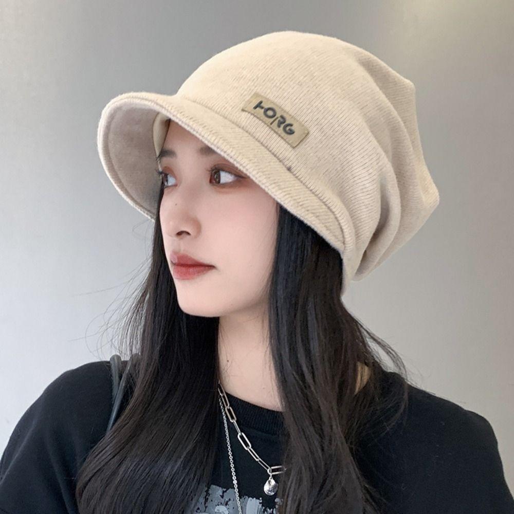 Soft Beanies Elastic Mask Woolen Hat Versatile Peaked Cap  Winter
