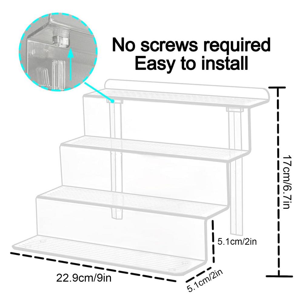 Acrylic Riser Display Shelf 2pcs Sturdy 4 Tier Display Stands Fashionable And Elegant Lightweight Display Shelf
