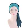 Women Bonnet Vintage Imitation Silk Solid Color Long Hair Lady Turbans for Sleeping