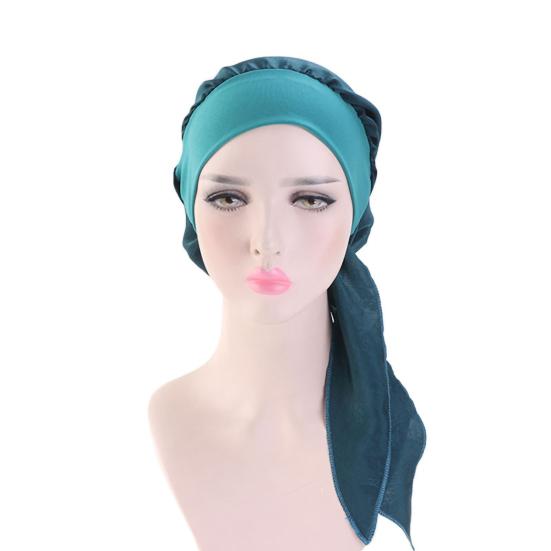 Women Bonnet Vintage Imitation Silk Solid Color Long Hair Lady Turbans for Sleeping