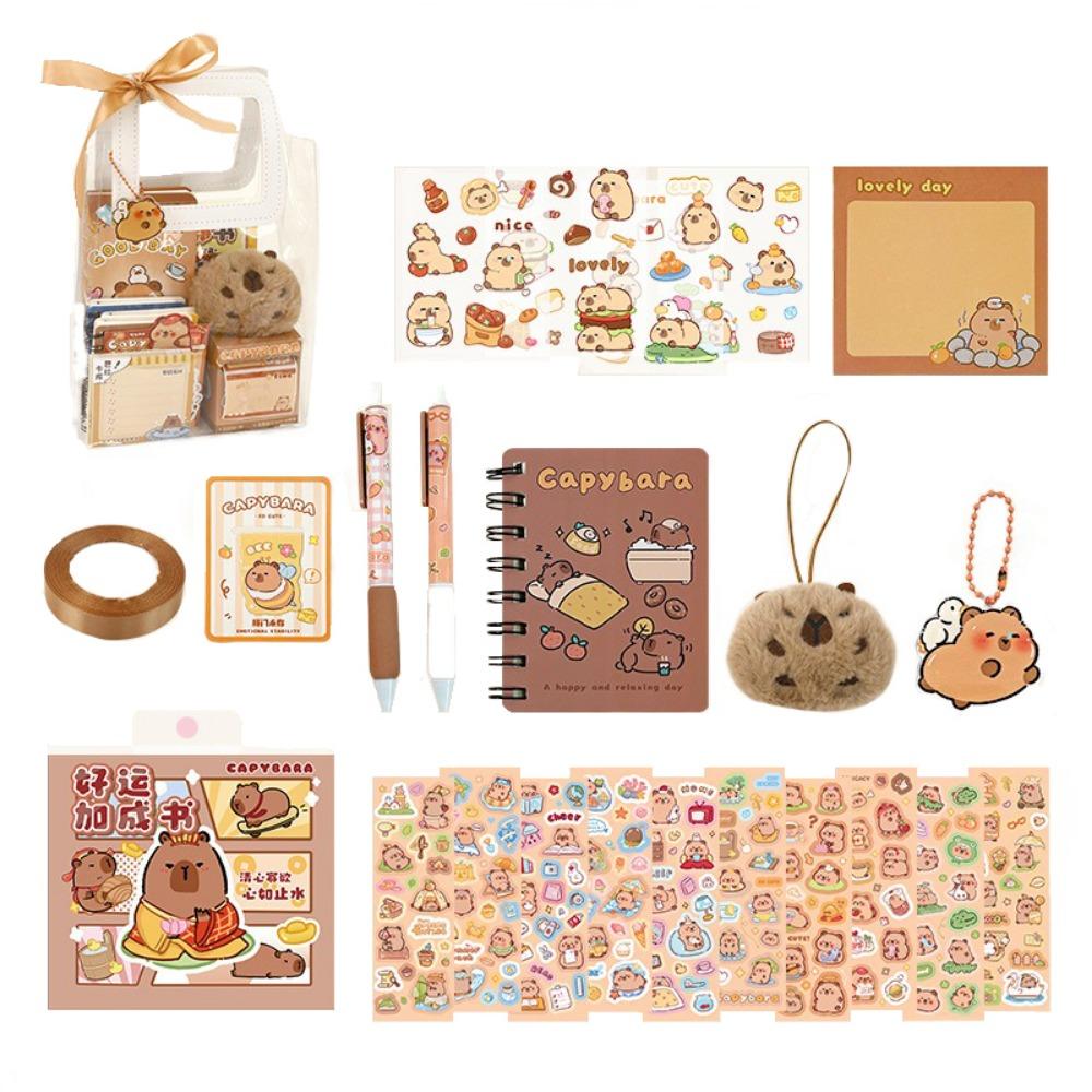 

70/73/105 шт. Набор мультяжных школьных канцелярских товаров в тематике капибары Капибара Липкие заметки Настольный органайзер 73pcs