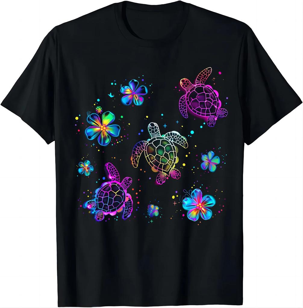 Colorful Turtle Art Tee Unique Style Collection T Shirt Beauty of The Ocean Shirts Graphic T Shirts Unisex Clothing Tops