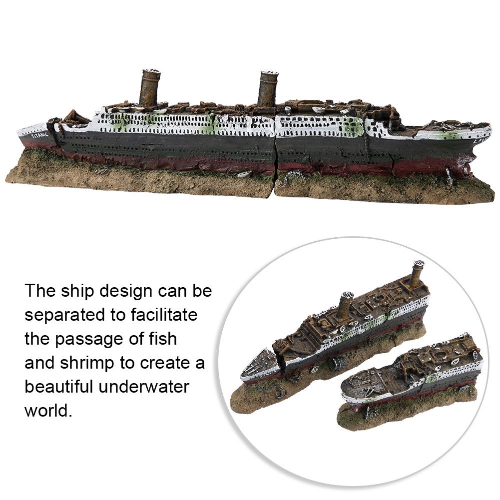 Titanic Lost Wrecked Barca Nave Acquario Decorazione Ornamento ornamenti del relitto