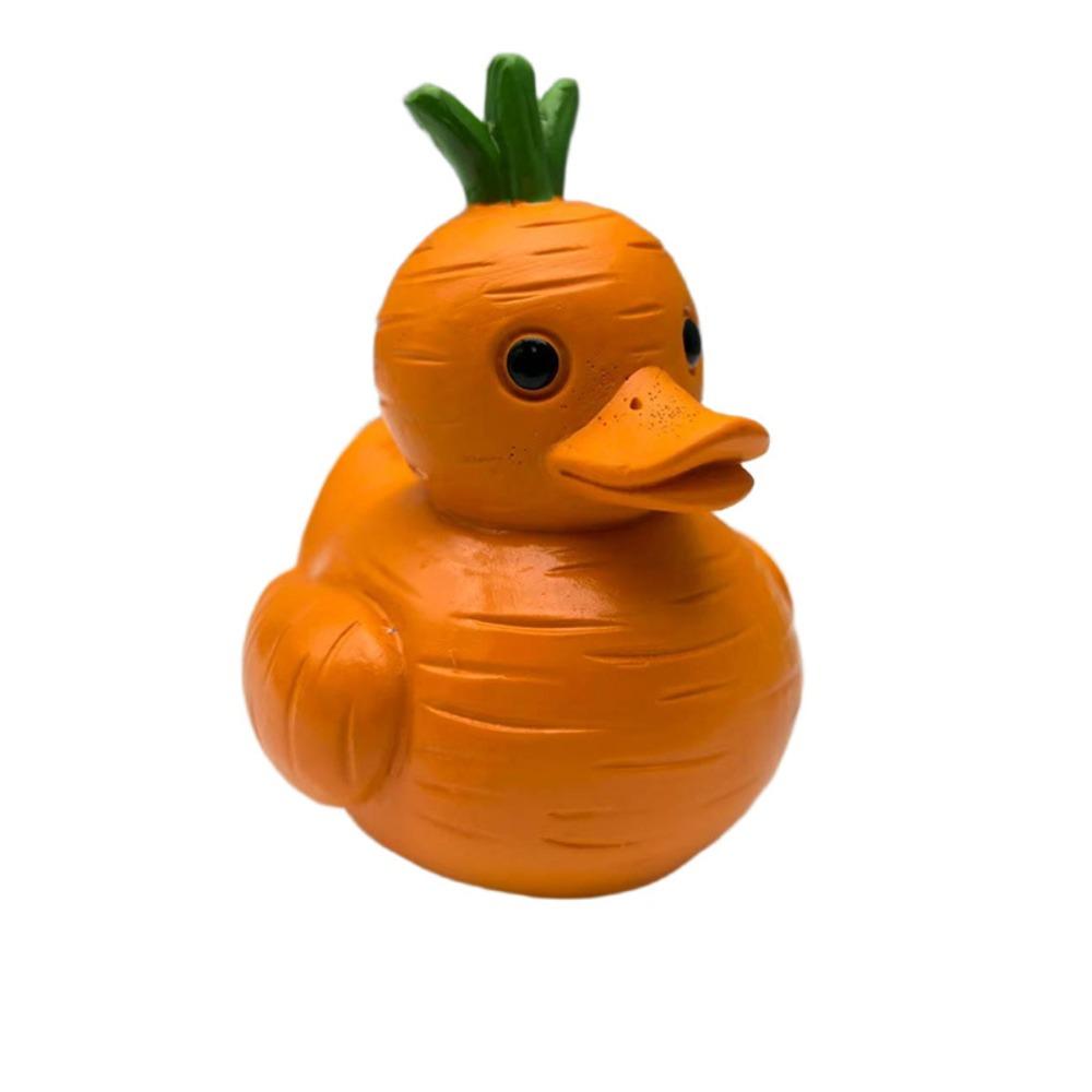 Resin Whimsical Vegetable Duck Ornament Cute Animal Sculpture Micro Landscape Duck Statue  Office