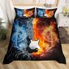 Guitar Soft Duvet Cover Twin King Rock Music Note Warm Comforter Cover Microfiber Grunge Style Electric Guitar Beding Set For Children Kids Ten