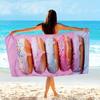 1 pièce Serviette de plage en microfibre imprimé donuts rose pour camping, voyage, plage, natation