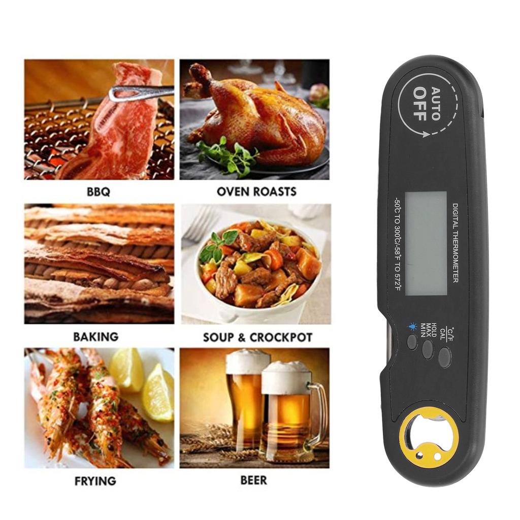 Food Thermometer Folding Waterproof Electrical Meat Thermometer Probe Quick Temperature Measurement for Grill Cooking