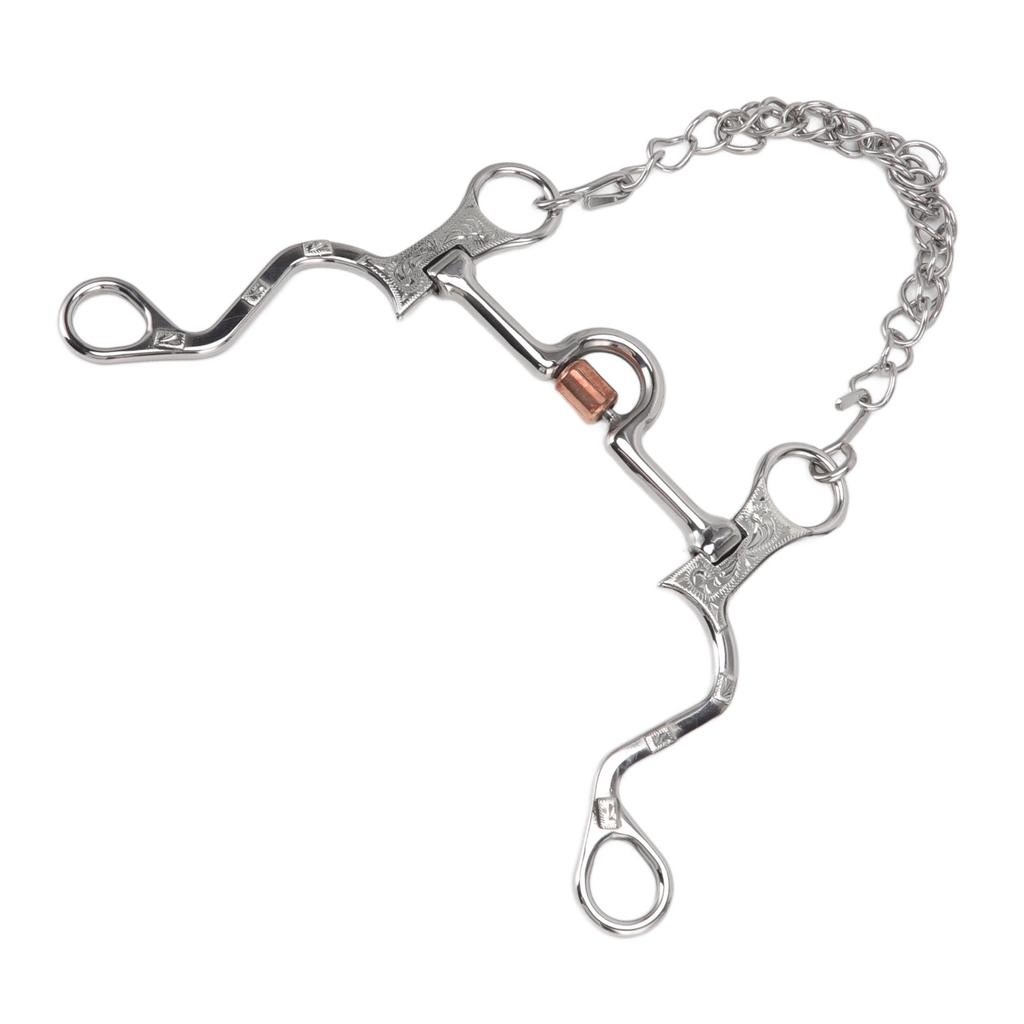 120mm Horse Mouth Snaffle with Chain Stainless Steel Horse Bit for Equestrian Training Equipment