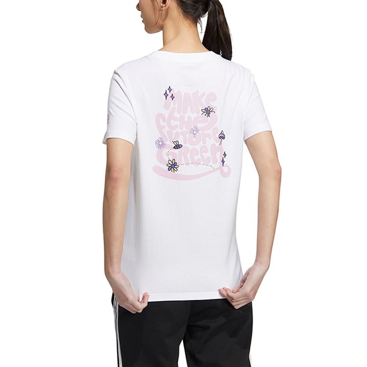 Adidas Neo Letter Print Casual Sport Breathable Short-Sleeve T-Shirt Women Tops White HS6836