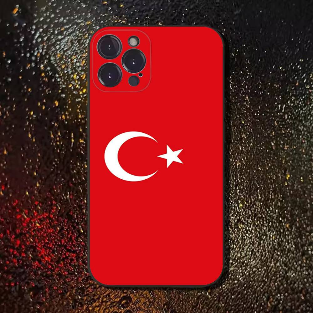 Turkey Turkish Flag Phone Case For iPhone 17,16,15,14,13,12,11 Plus,Pro Max,XS,X,XR,SE,Mini,8,7,Soft Silicone Black Cover