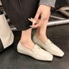 New Women's Fashion Single Shoes, Low Heels, One Pedal, Flat-soled Fashion Cowhide Women's Shoes, Women Wearing Small Leather Shoes In All Seasons