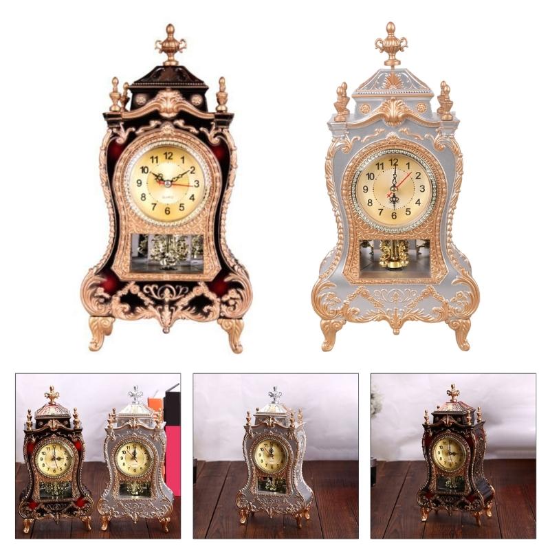 Traditional Antique Tabletop Clock 12 Different Melodies Precise Hourly Reminder Carvings Pendulum Mantels Clock Gift
