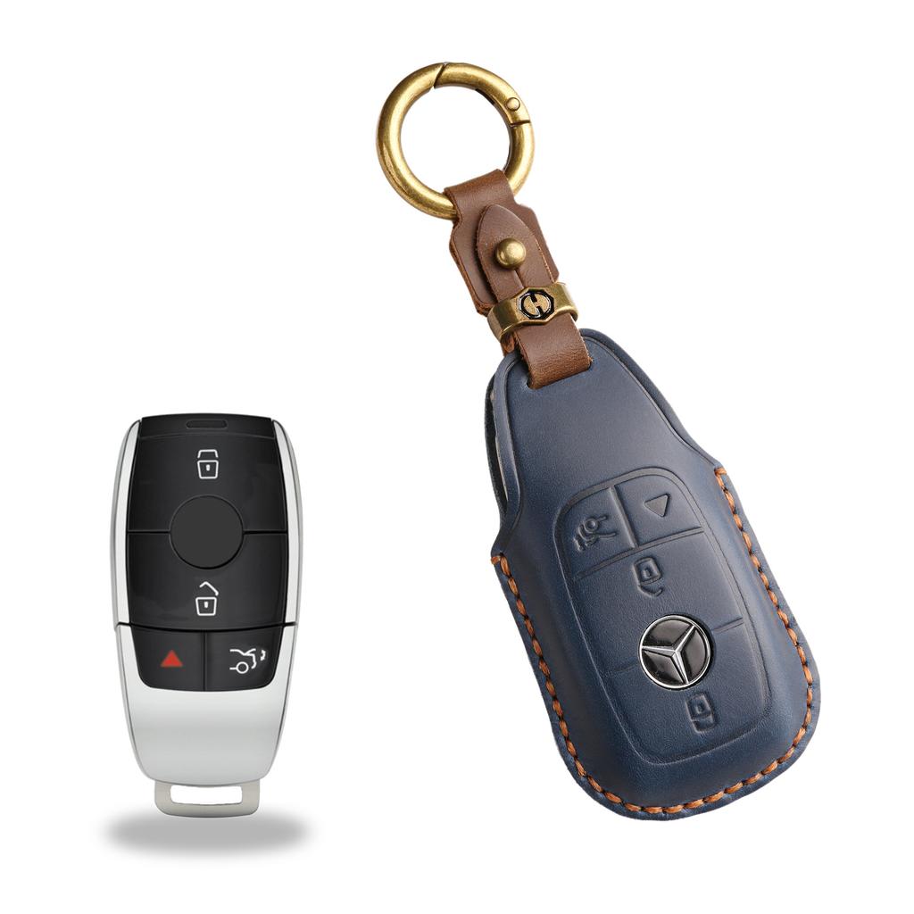 The new retro key bag is suitable for Mercedes-Benz high-end genuine leather car key cover cowhide pure handmade high-end shell