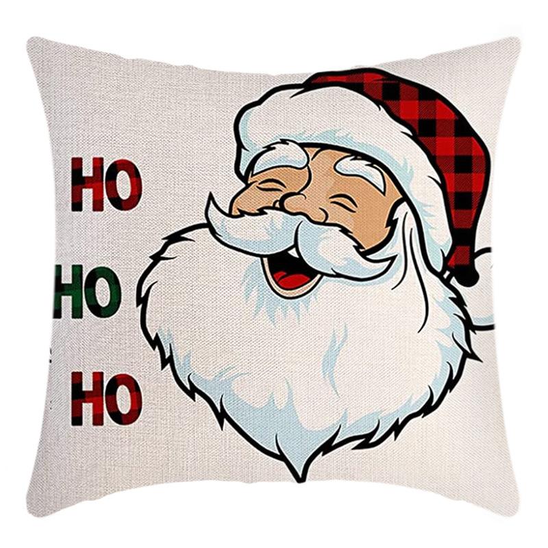 Weihnachtsmann Leinenkissen Wohnzimmer Cartoon Elch Geschenk Dekoration Sofa Rücken Print Kissenbezug