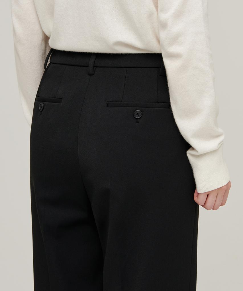 MUSINSA STANDARD WOMAN Women'S Heavyweight Fleece-Lined Wide Hidden Elastic Waist Slacks [Black]