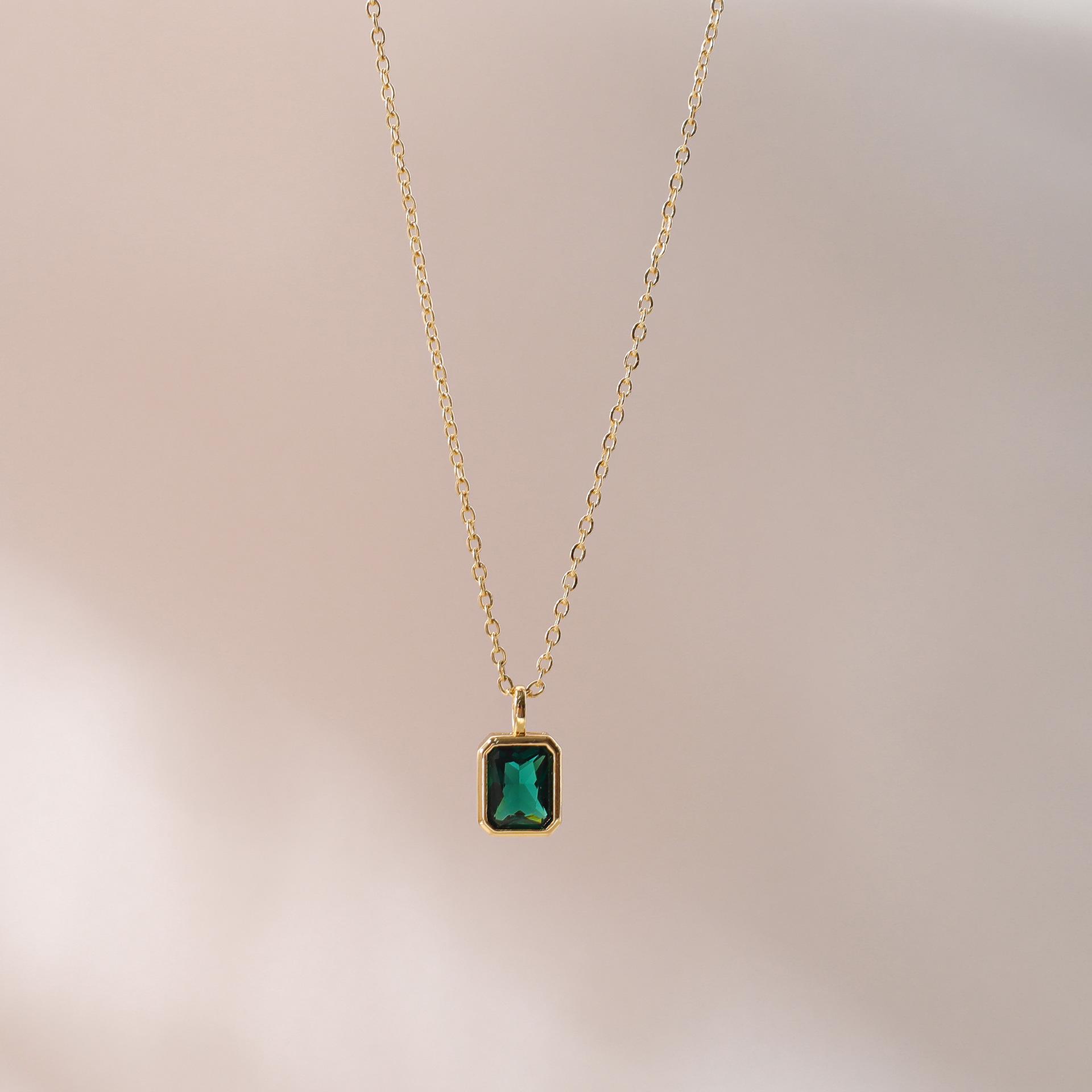 

Декабрьский камень рождения, квадратная подвеска, ожерелье, дизайн «капля воды», медь, гальваническое покрытие золотом 18 карат, аксессуары-цепочки для ключиц. Copper [Electroplated Real Gold]