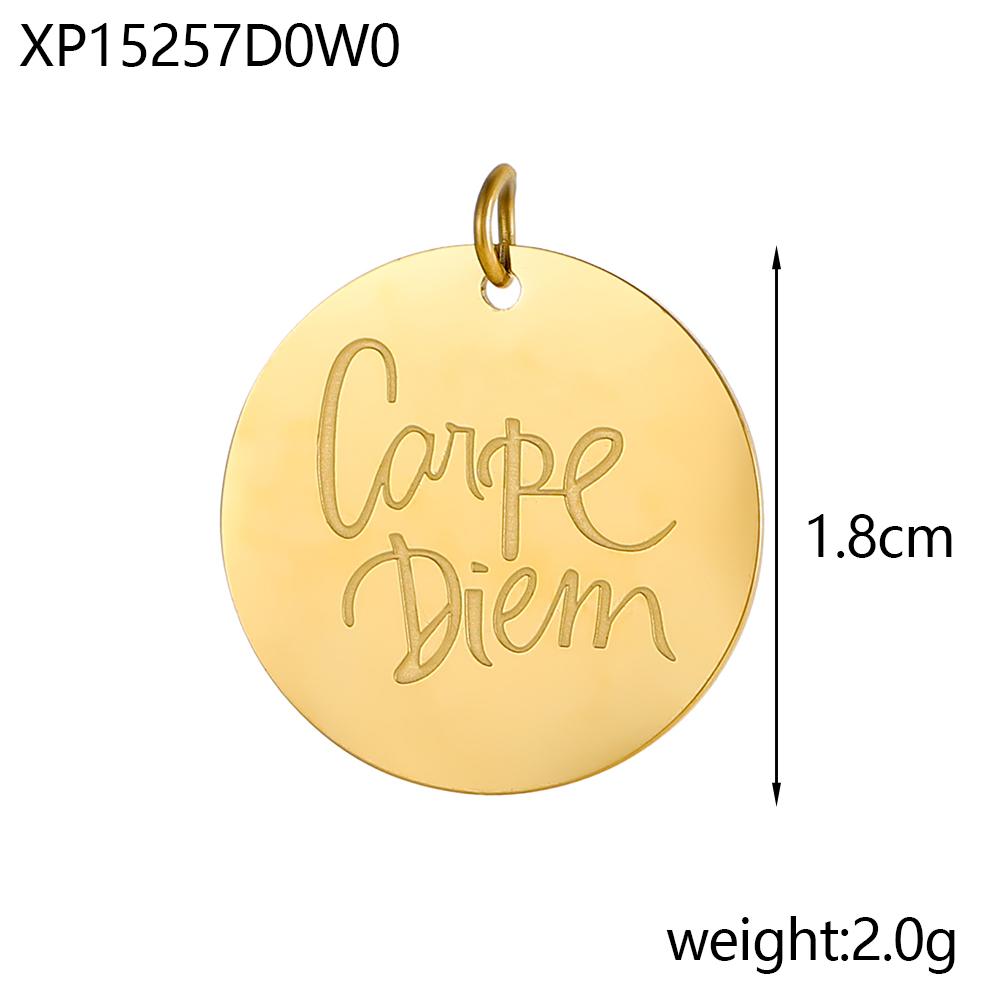 CARLIDANA Gold Plated Jewelry Laser Engraved Logo Tags Pendant Jewellery Oval Stainless Steel DIY Name Round Coin Disc Charm