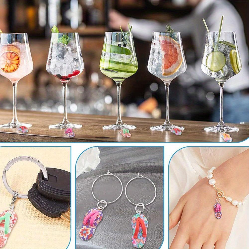 6/9/12pcs Soft Ceramic Material Summer Beach Slipper Pendant, Charming and Colorful Polymer Clay Slipper Pendant,