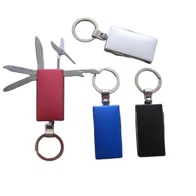 Customized Logo Multi-Function Aluminum Alloy Stainless Steel Scissor Screwdriver Knife Set Keychain Promotional Tool Gift