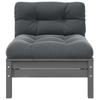 Garden Middle Sofa with Anthracite Cushions Grey Solid Pine Wood