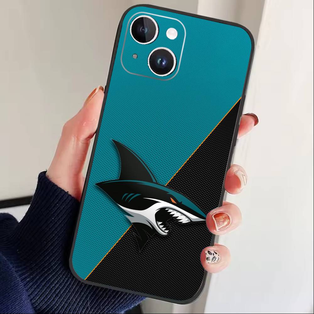 

U-San Jose Sharks Phone Case For iPhone 17 16 15 14 13 12 Max Plus Silicone Black Cover iPhone11PROMAX