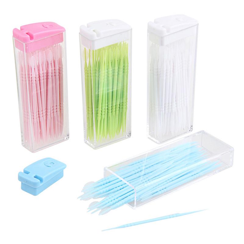 50pcs/lot Portable Disposable Toothpicks Teeth Cleaning Dental Flosser Travel Two-head Floss Sticks