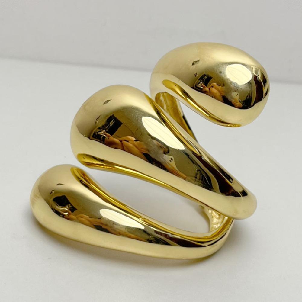 Exaggerated Geometric Smooth Bracelet Irregular Metal Heavy Cuff Bangle  Jewelry Gift