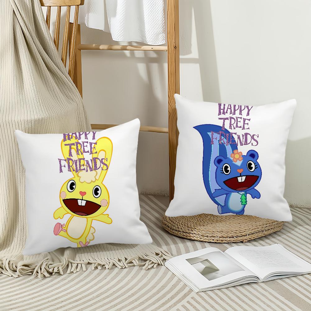 Anime Happy T-tree Friends Pillow Case Applicable Space For Guest Rooms Interiors Cars Office House Decoration