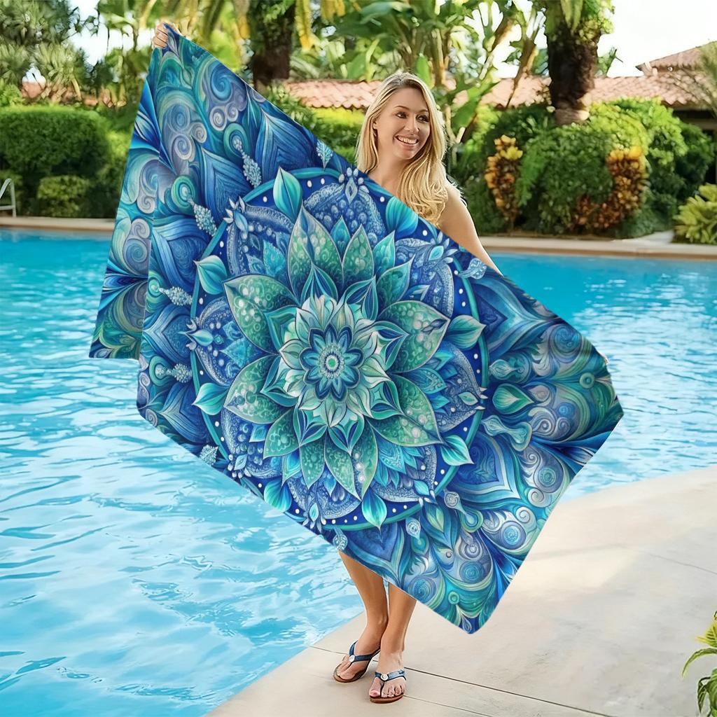 1PC Mandala Patterns Print Beach Towel Quick-drying Towel Suitable for Seaside Pool Camping Vacation Yoga For Family Friends