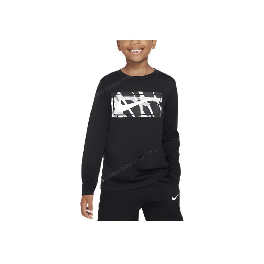 Nike Loose Fit Graphic Print Long Sleeve T-Shirt Kids tops Black FV2646-010